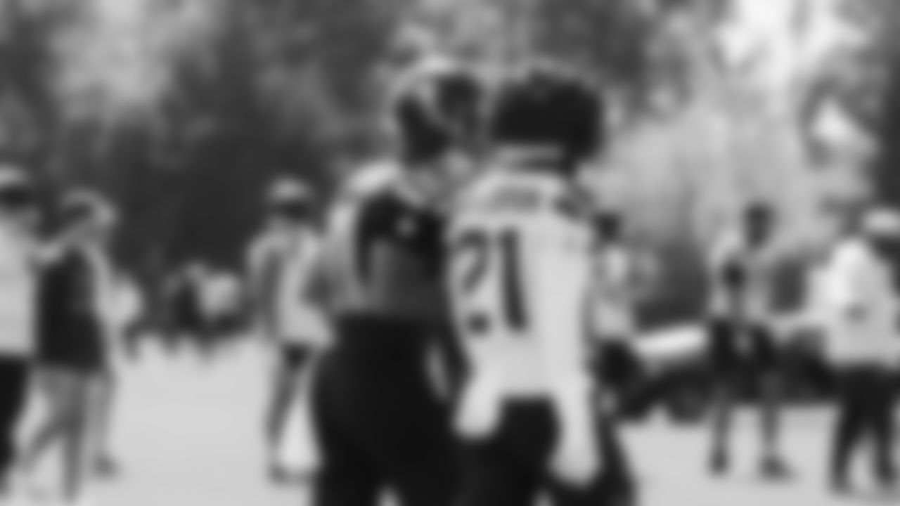 Seahawks wide receiver Jaxon Smith-Njigba (11) and cornerback Devon Witherspoon (21) practiced on day four of training camp on July 26, 2025 at the Virginia Mason Athletic Center.