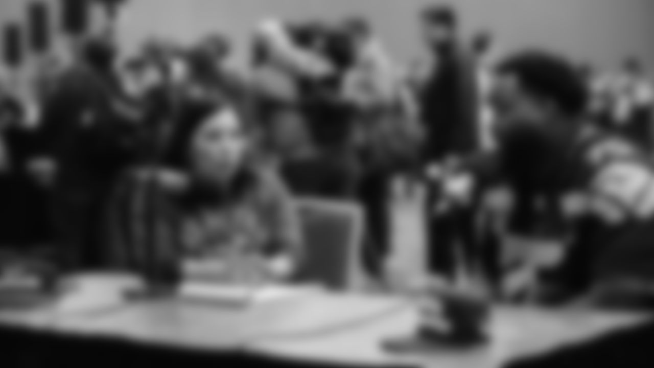 Seahawks guard Anthony Bradford (75) at day two of press conference Media Availability on February 4, 2026.