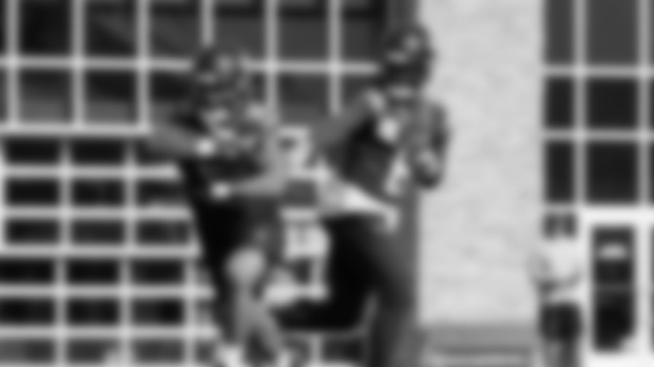 Seahawks running back George Holani (36) and quarterback Jalen Milroe (6) practiced on Friday, October 17, 2025 at the Virginia Mason Athletic Center.