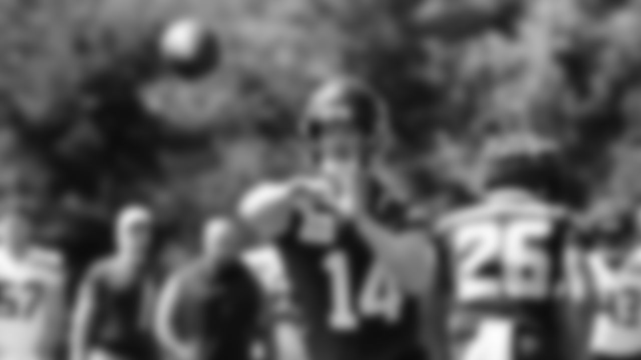 Seahawks quarterback Sam Darnold (14) practiced on day four of training camp on July 26, 2025 at the Virginia Mason Athletic Center.