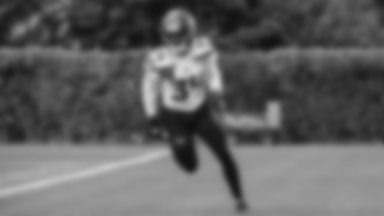 Seahawks cornerback Shemar Jean-Charles (34) practiced on Wednesday, November 5, 2025 at the Virginia Mason Athletic Center.