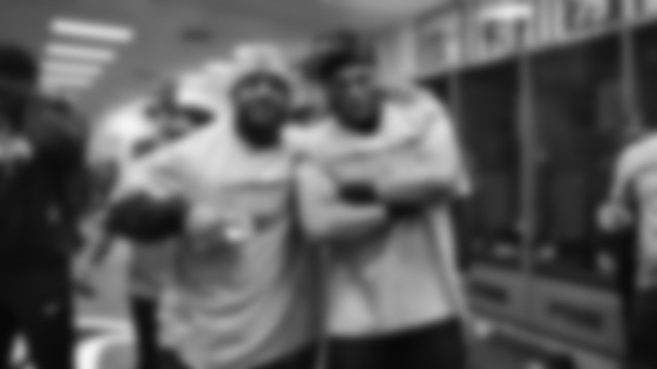 The Seahawks celebrate the 31-27 win vs. the Rams in the NFC Championship on Sunday, January 25, 2026.