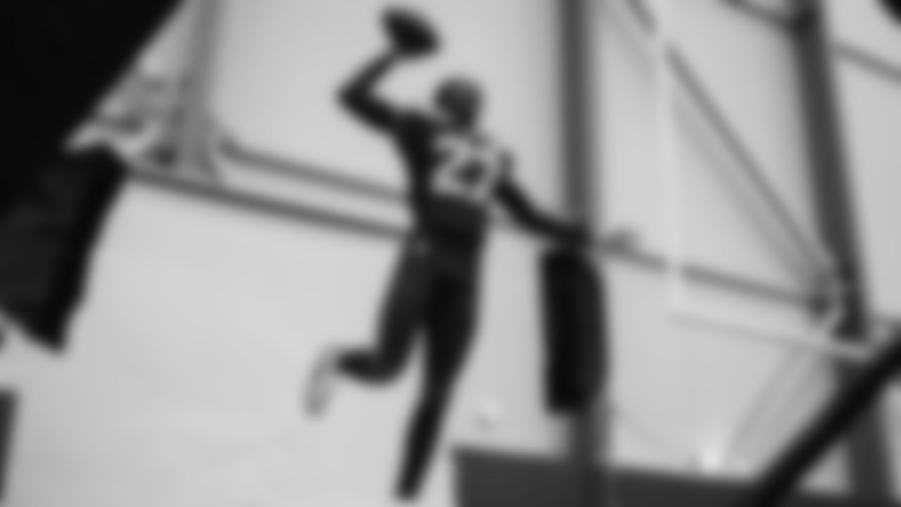 Seahawks cornerback Riq Woolen (27) at Seahawks media day on June 9, 2025
