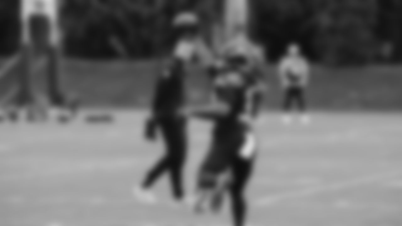 Seahawks running back Cam Akers (30) practiced on Wednesday, January 14, 2026 at the Virginia Mason Athletic Center.