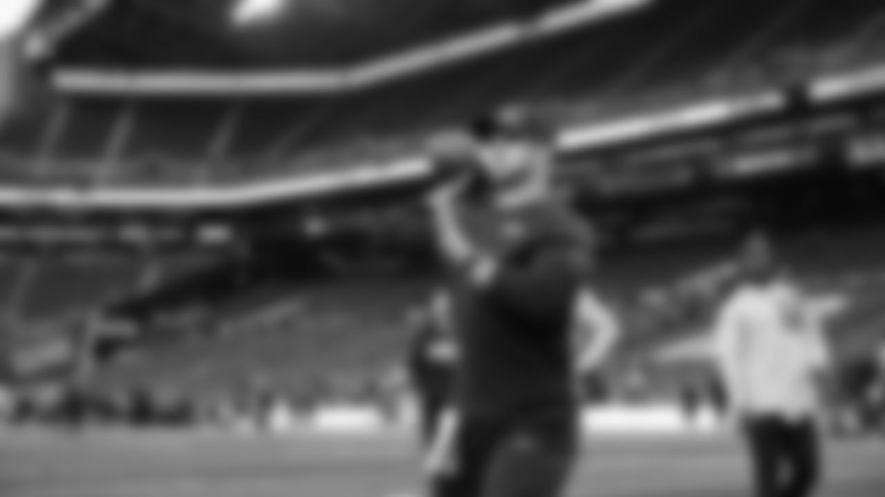 Seahawks quarterback Sam Darnold (14) during pregame warmups at Lumen Field for the Week 7 matchup vs. Houston Texans on Monday Night Football.