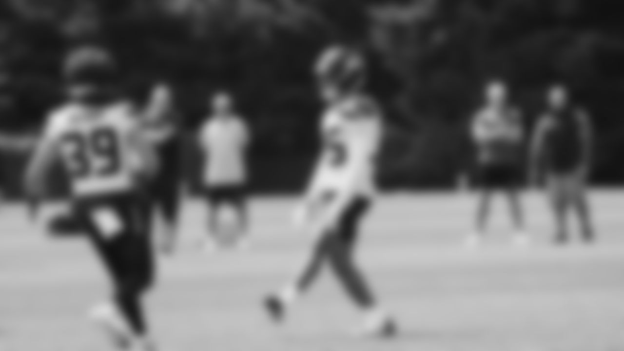 Seahawks cornerback Kam Alexander (35) practiced on day four of training camp on July 26, 2025 at the Virginia Mason Athletic Center.