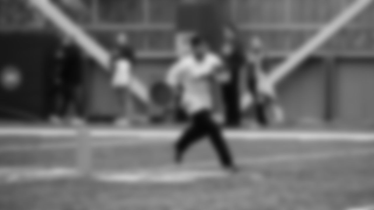 The Seahawks Women's Association packed girls flag kits and hosted a free girls flag football camp at the Seahawks training facility on Saturday, November 8, 2025.