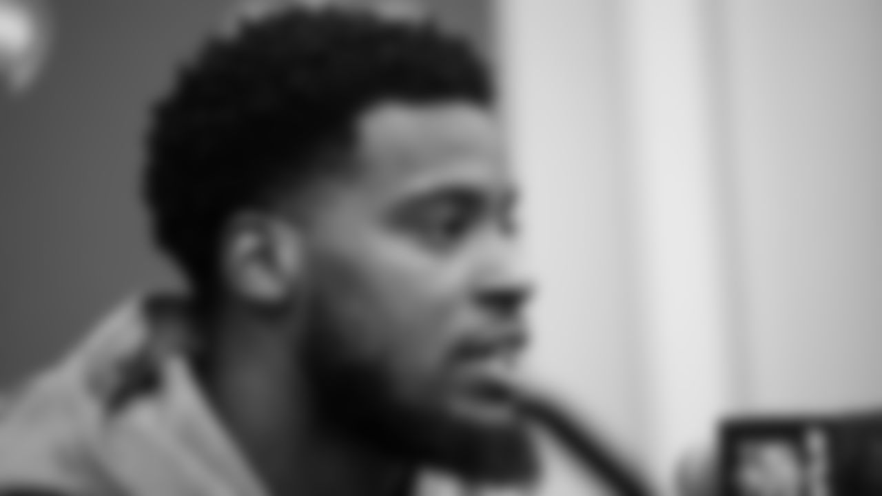 Seahawks cornerback Devon Witherspoon (21) at day one of press conference Media Availability on February 3, 2026.