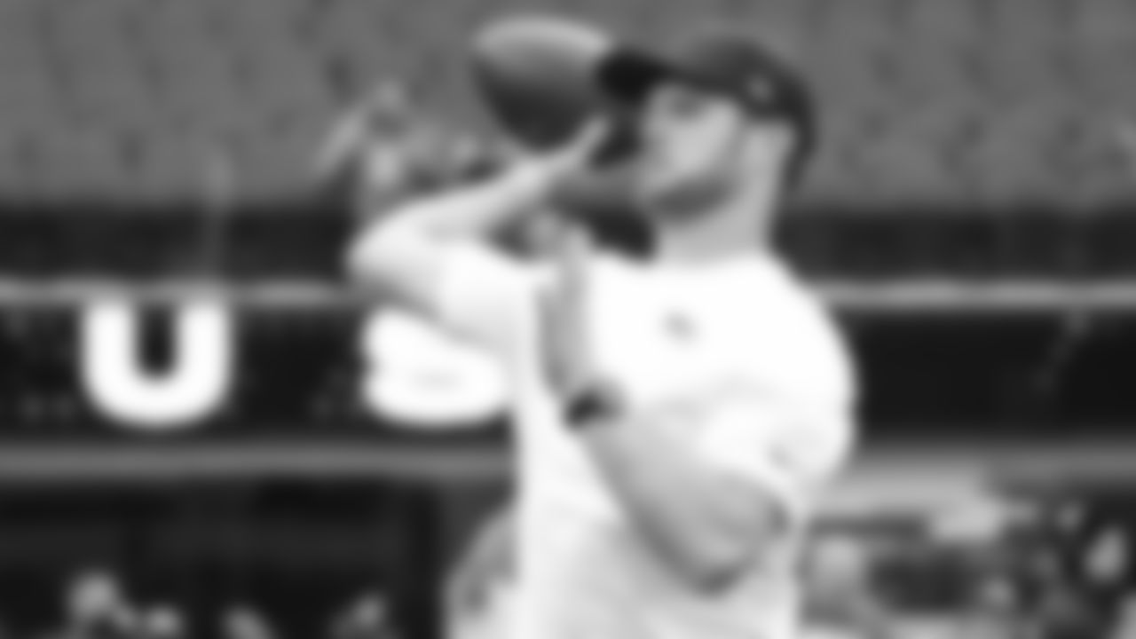 Seahawks quarterback Sam Darnold (14) during pregame warmups at SoFi Stadium for the Week 11 matchup at the L.A. Rams.