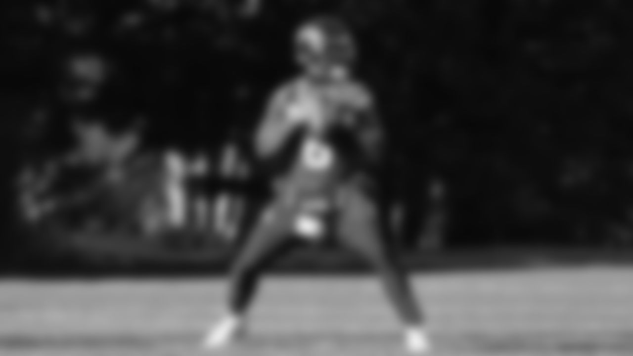 Seahawks quarterback Jalen Milroe (6) practiced on Wednesday, January 21, 2026 at the Virginia Mason Athletic Center.