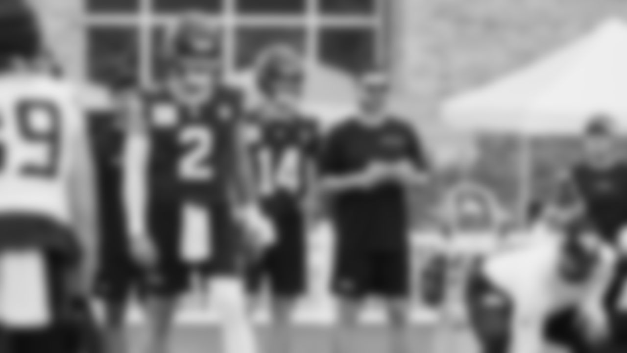 Seahawks quarterback Sam Darnold (14) practiced on day three of training camp on July 25, 2025 at the Virginia Mason Athletic Center.