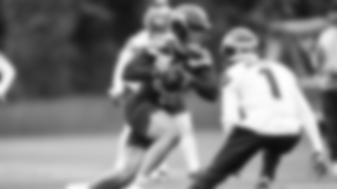 Fullback Wesley Steiner (46) practiced on day two of rookie minicamp on May 3, 2025 at the Virginia Mason Athletic Center.