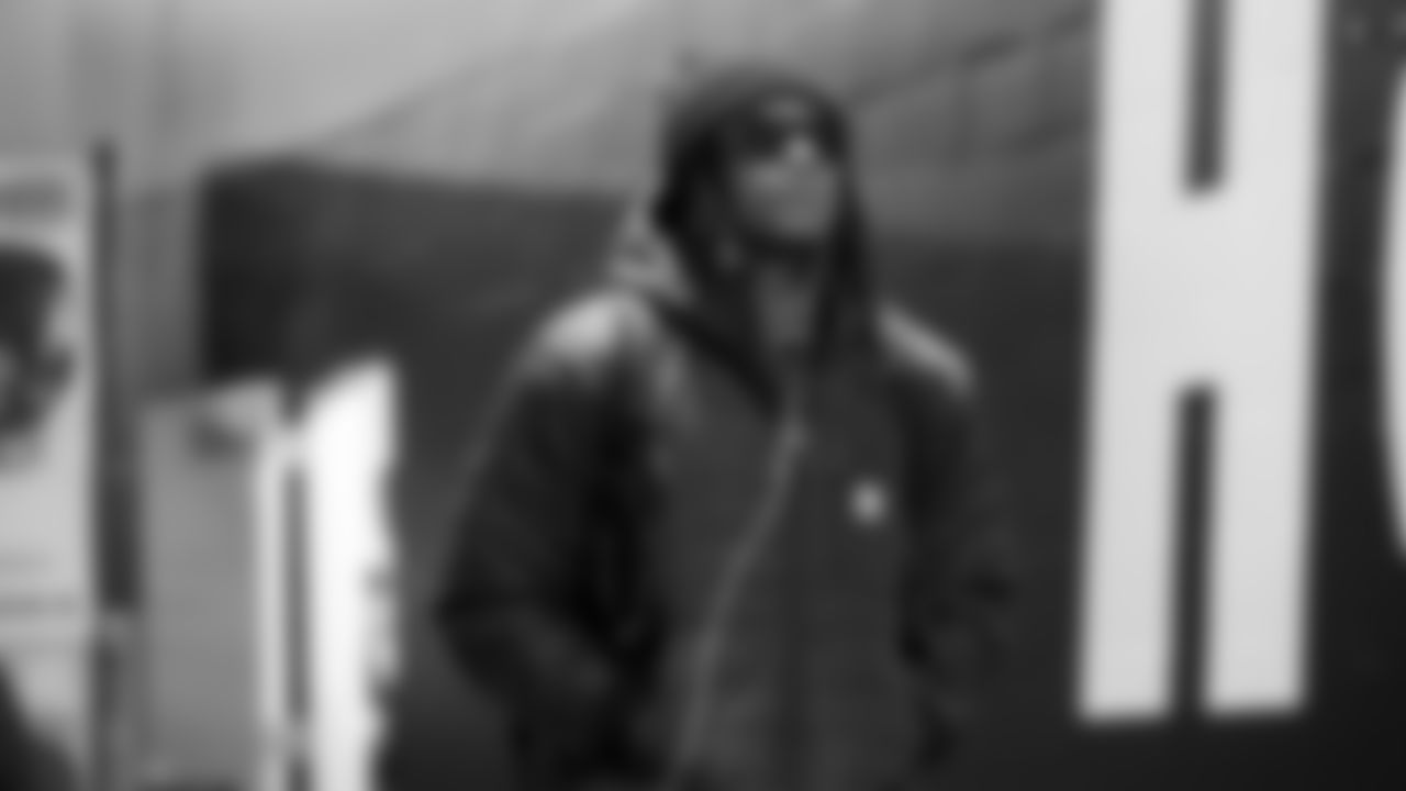 Seahawks wide receiver Rashid Shaheed (22) arrives at Lumen Field for the Week 10 matchup vs. the Arizona Cardinals.