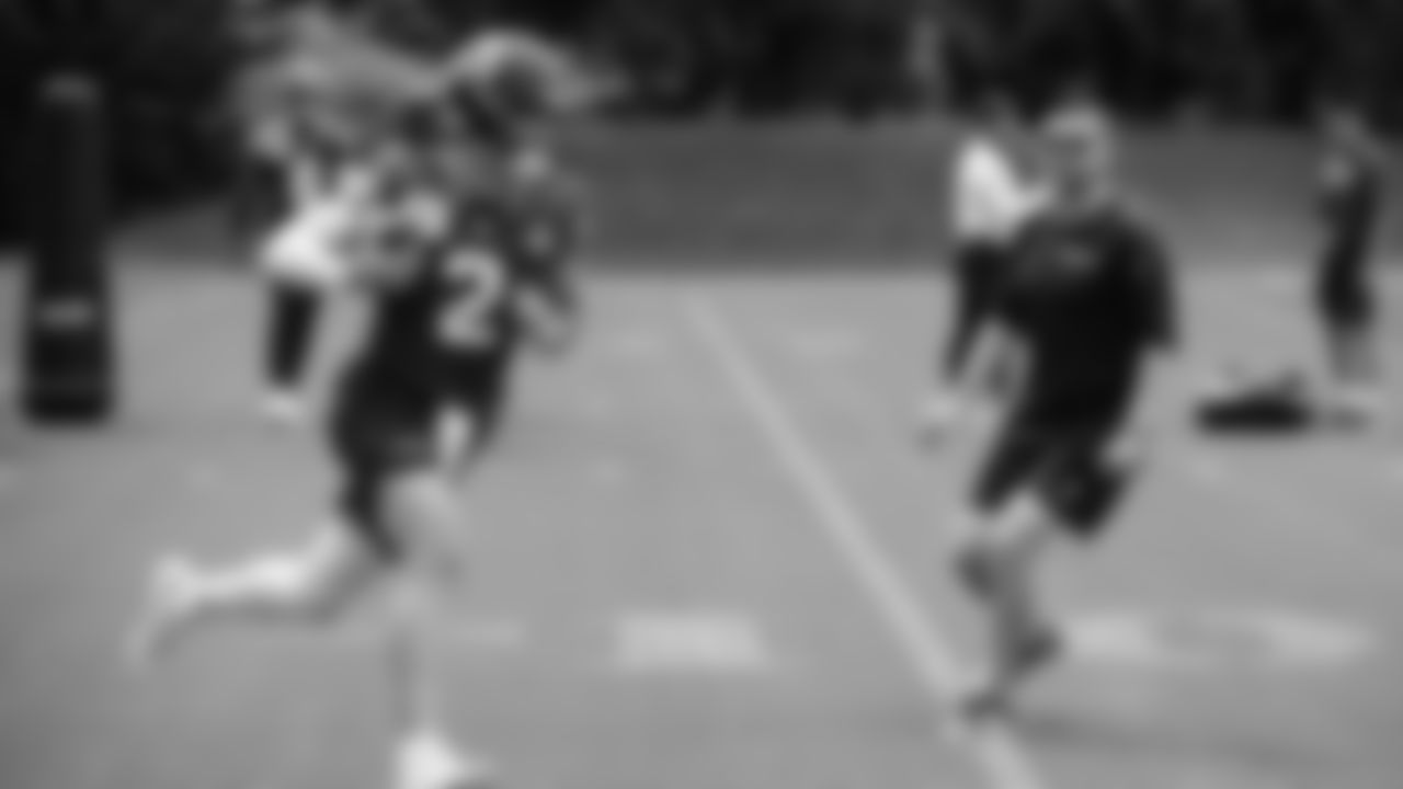 Seahawks quarterback Drew Lock (2) practiced on August 19, 2025 at the Virginia Mason Athletic Center.