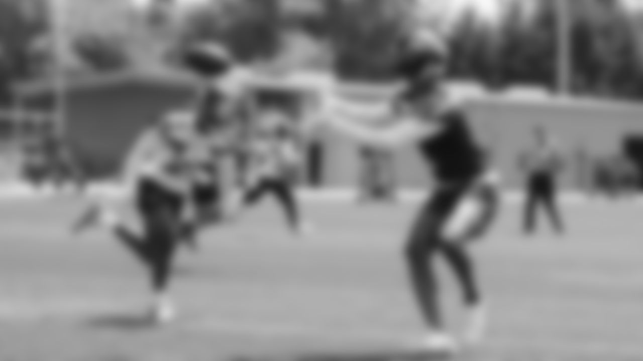 Seahawks wide receiver Marquez Valdes-Scantling (1) participated in a workout on day two of minicamp on Wednesday, June 11, 2025 at the Virginia Mason Athletic Center.