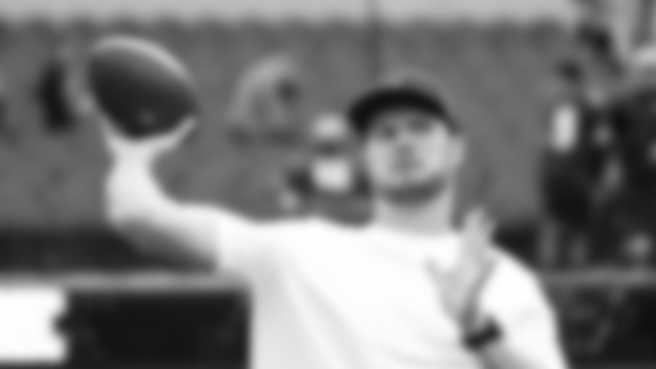 Seahawks quarterback Sam Darnold (14) during pregame warmups at SoFi Stadium for the Week 11 matchup at the L.A. Rams.