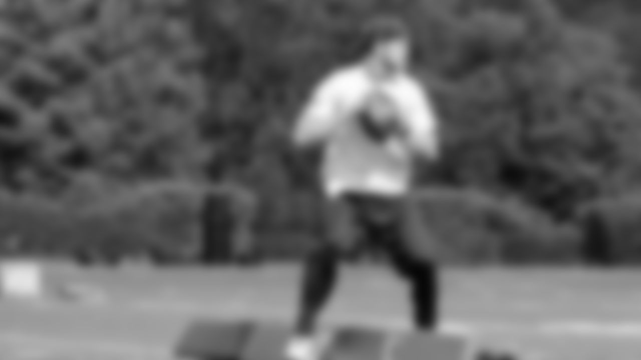 Seahawks quarterback Sam Darnold (14) participated in a workout on May 12, 2025 at the Virginia Mason Athletic Center.