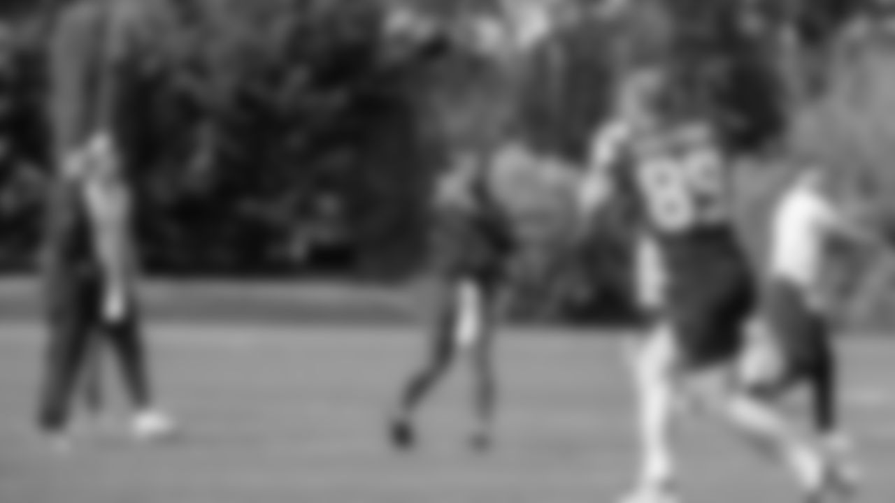 Seahawks quarterback Jalen Milroe (6) and tight end Nick Kallerup (89) participated in a workout on May 12, 2025 at the Virginia Mason Athletic Center.