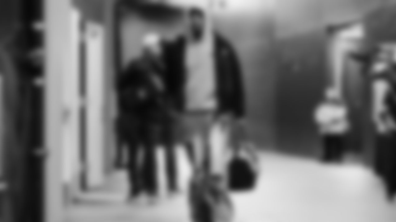 arrived at Lumen Field for the NFC divisional round game vs. the San Francisco 49ers on January 17, 2026.