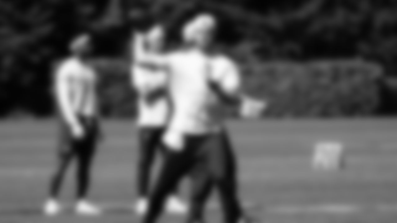 Seahawks quarterback Sam Darnold (14) participated in a workout on May 5, 2025 at the Virginia Mason Athletic Center.