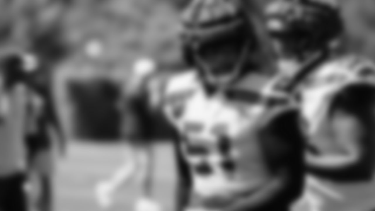 Seahawks linebacker Jared Ivey (51) practiced on August 12, 2025 at the Virginia Mason Athletic Center.