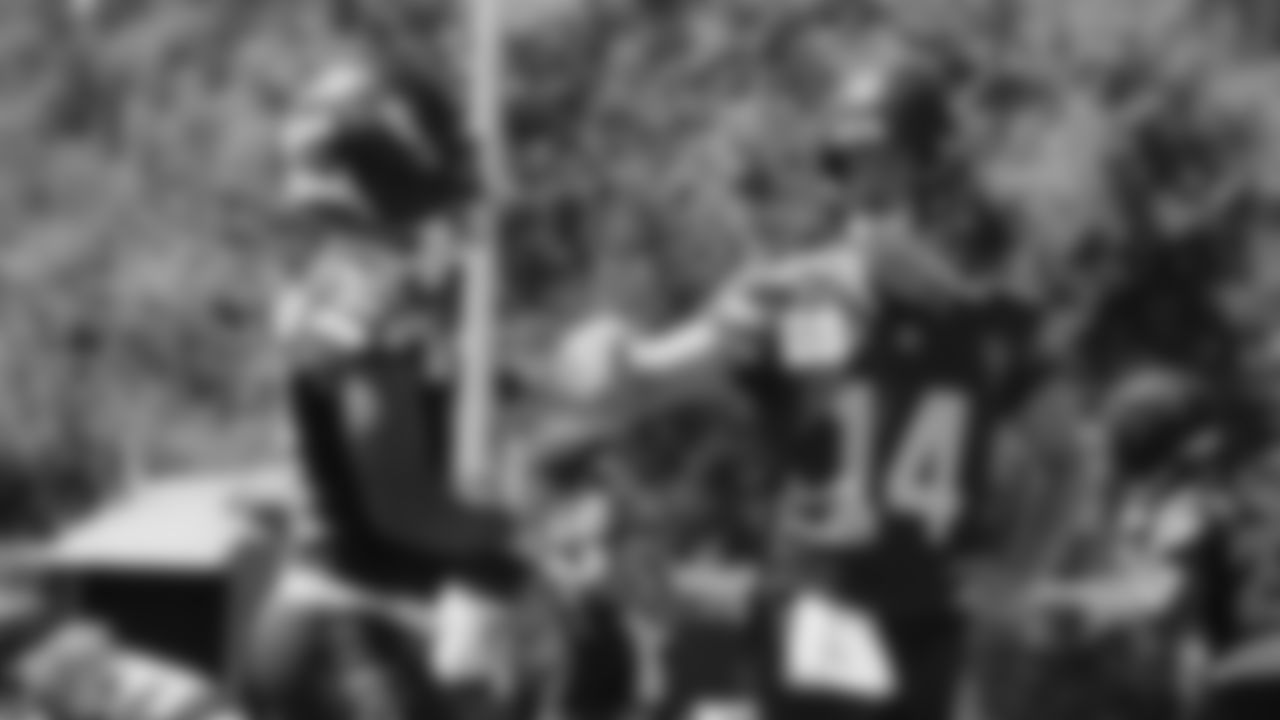 Seahawks quarterback Sam Darnold (14) and wide receiver Jaxon Smith-Njigba (11) practiced on day two of training camp on July 24, 2025 at the Virginia Mason Athletic Center.