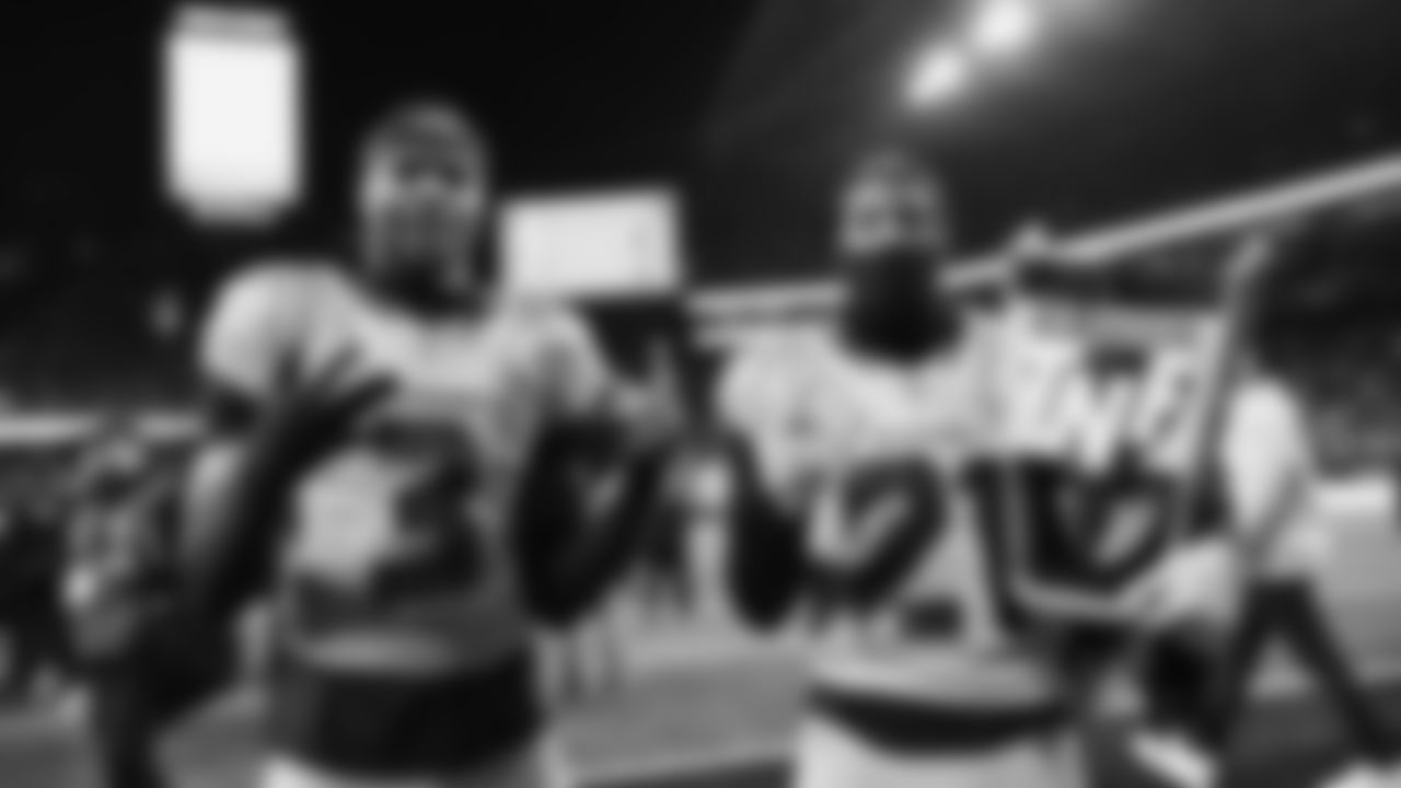 The Seahawks celebrated the 38-37 overtime-win vs. the L.A. Rams in Week 16.