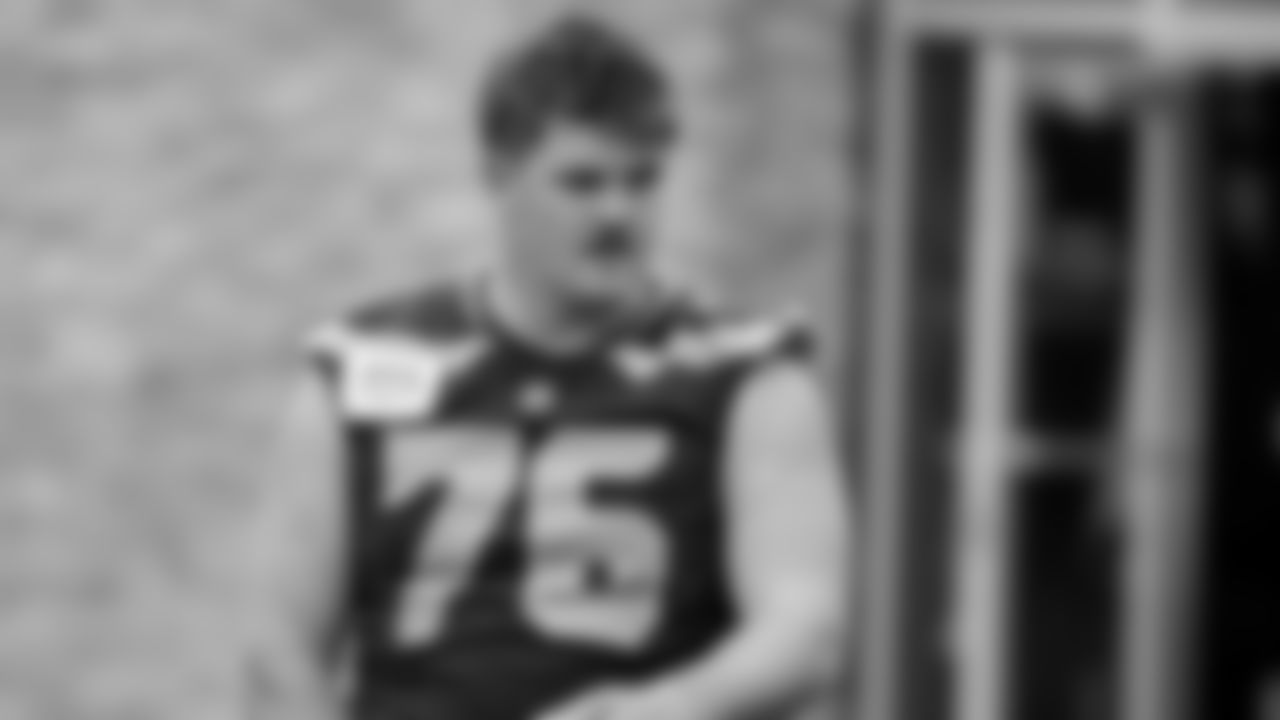 Seahawks guard Grey Zabel (76) participated in a workout on May 13, 2025 at the Virginia Mason Athletic Center.