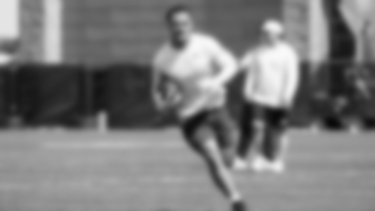 Seahawks running back George Holani (36) participated in a workout on May 6, 2025 at the Virginia Mason Athletic Center.