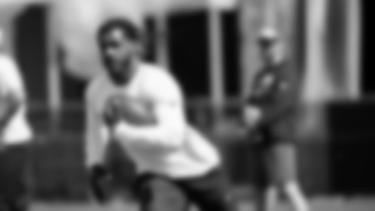 Seahawks running back Kenny McIntosh (25) participated in a workout on May 6, 2025 at the Virginia Mason Athletic Center.