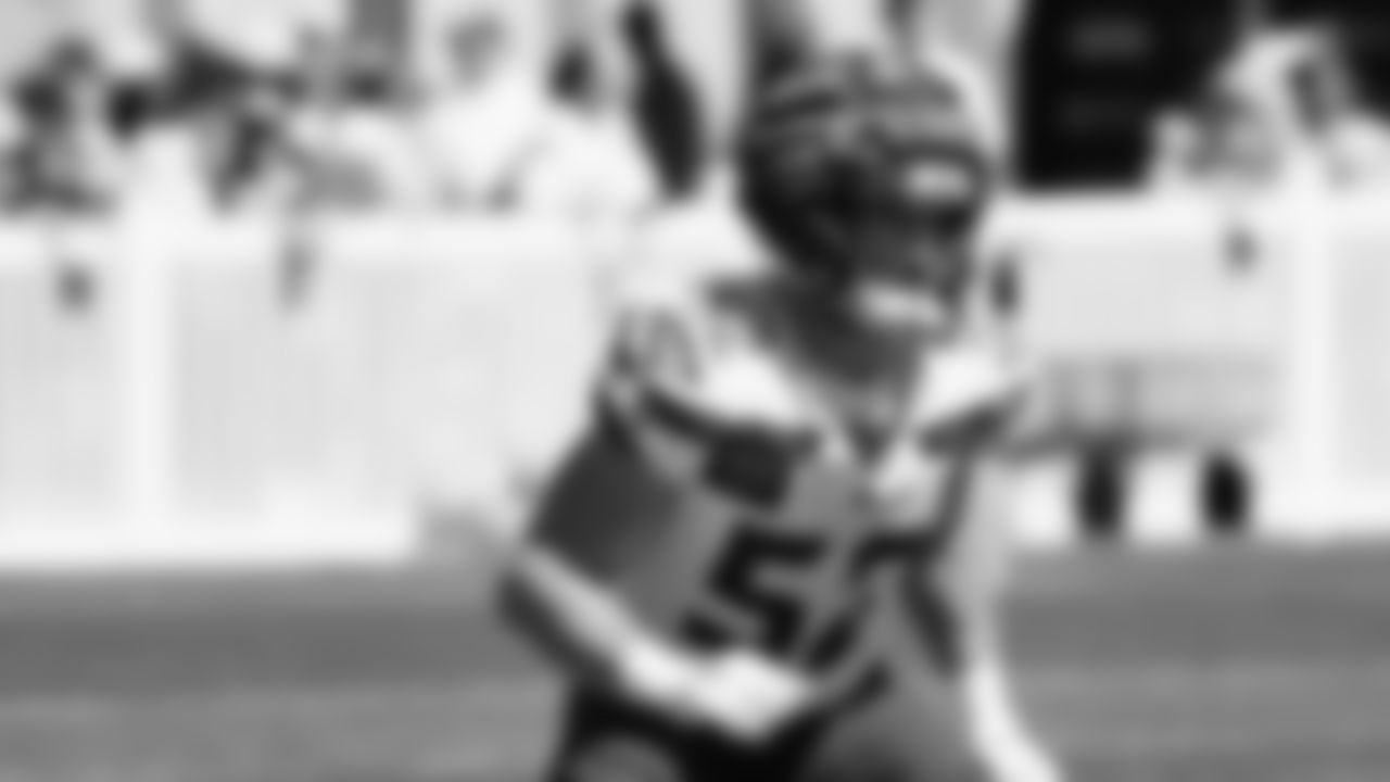 Seahawks linebacker Patrick O'Connell (52) practiced on August 12, 2025 at the Virginia Mason Athletic Center.