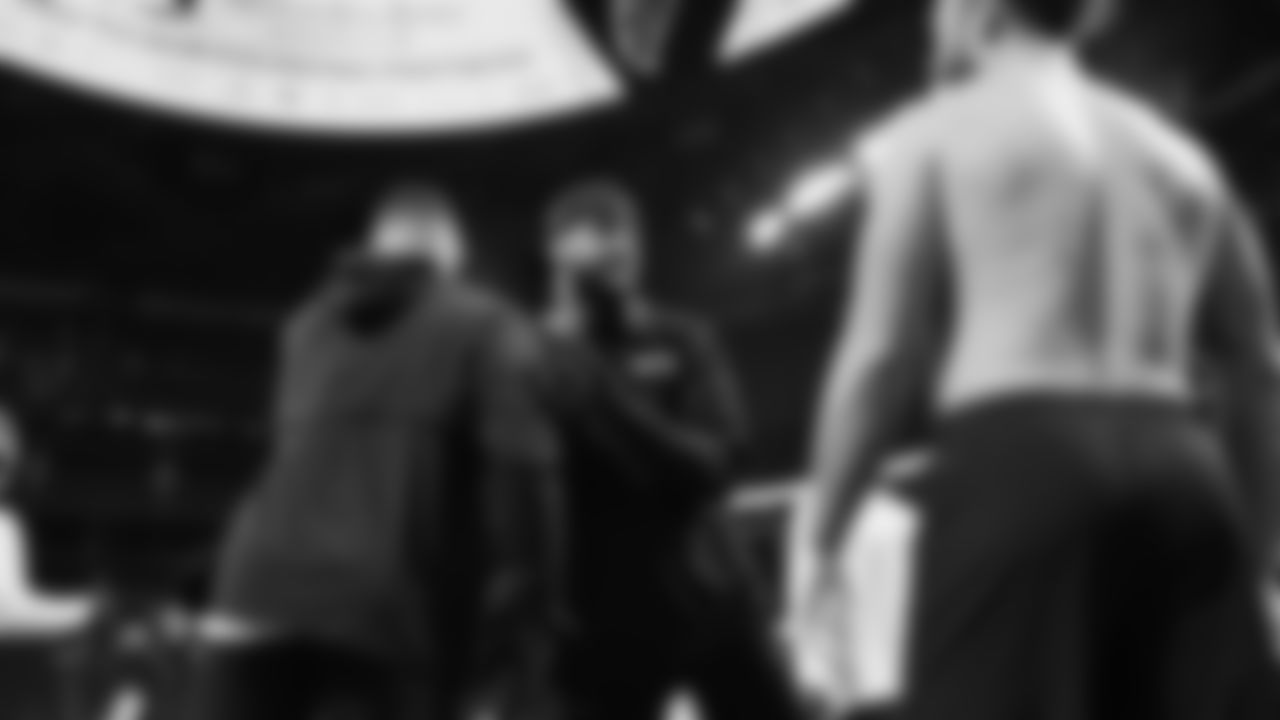 Seahawks wide receiver Cody White (82) warms up at Mercedes-Benz Stadium for the Week 14 matchup vs. the Atlanta Falcons.