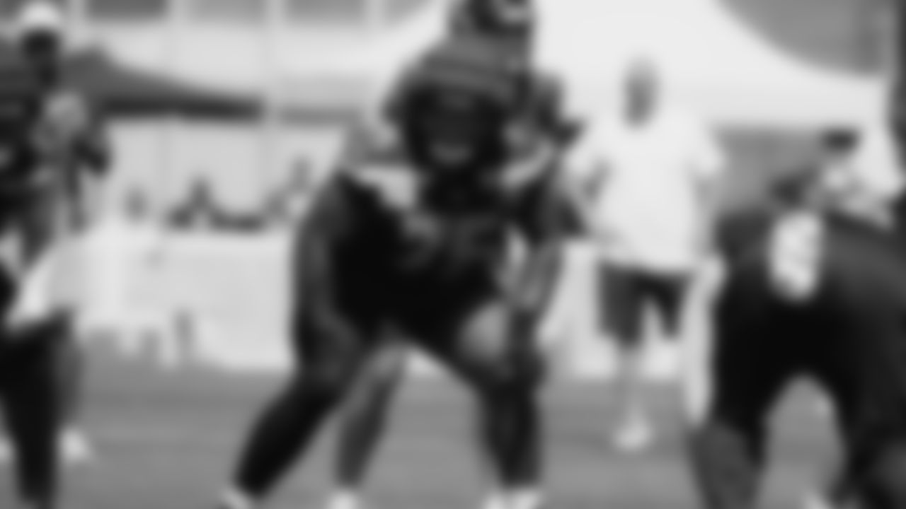 Seahawks guard Anthony Bradford (75) practiced on day two of training camp on July 24, 2025 at the Virginia Mason Athletic Center.