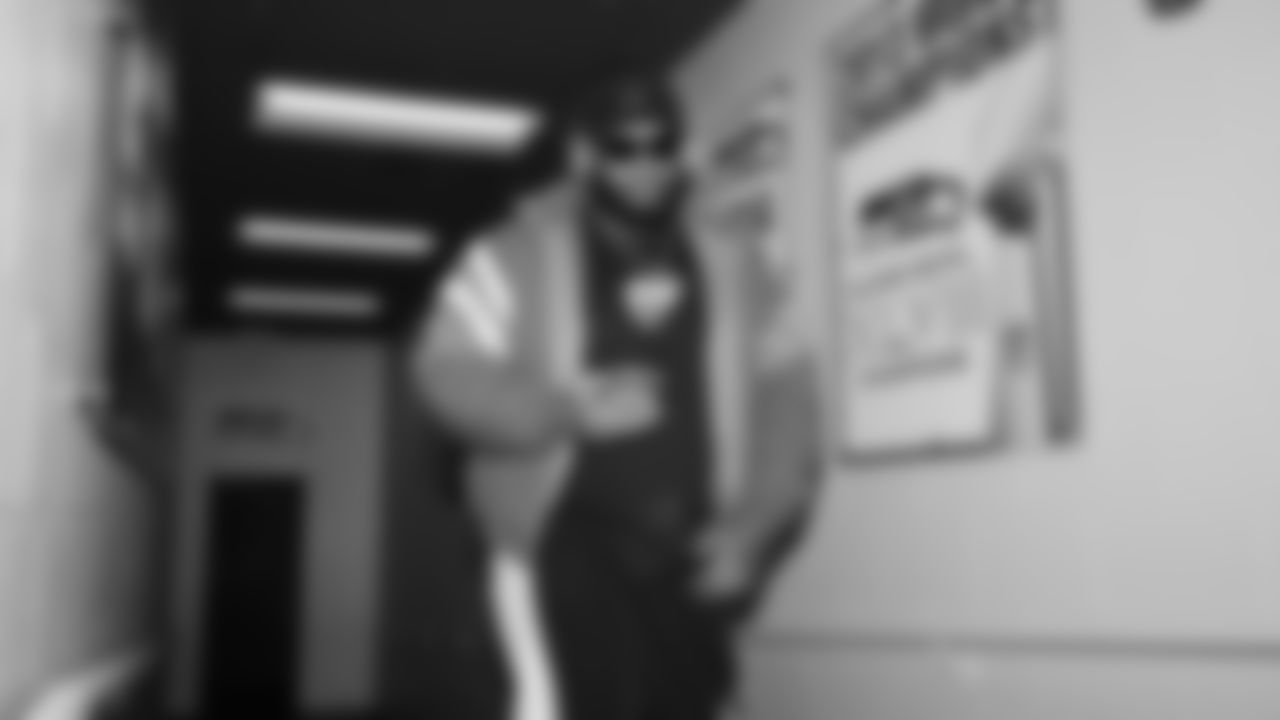 Seahawks guard Anthony Bradford (75) arrived at Lumen Field for the Week 15 matchup vs. the Indianapolis Colts.