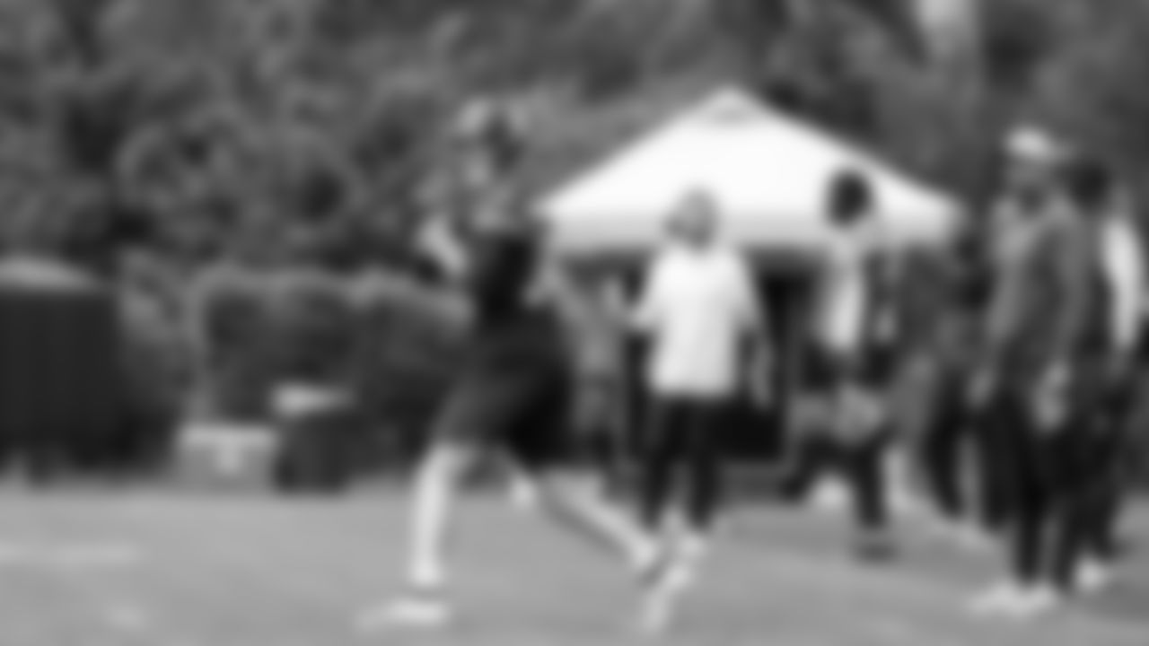 Seahawks quarterback Sam Darnold (14) participated in a workout on day two of OTAs on Thursday, May 29, 2025 at the Virginia Mason Athletic Center.