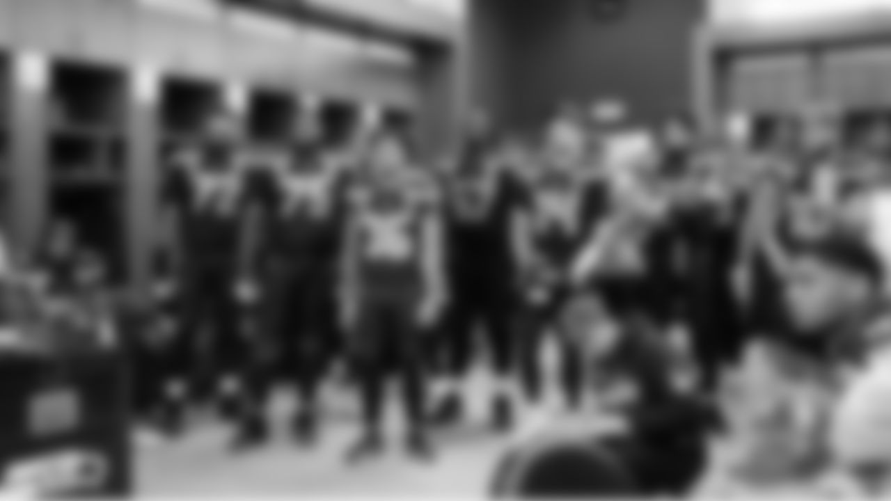 Back in the locker room, the Seahawks offense paid rapt attention as coaches outlined second half strategy.