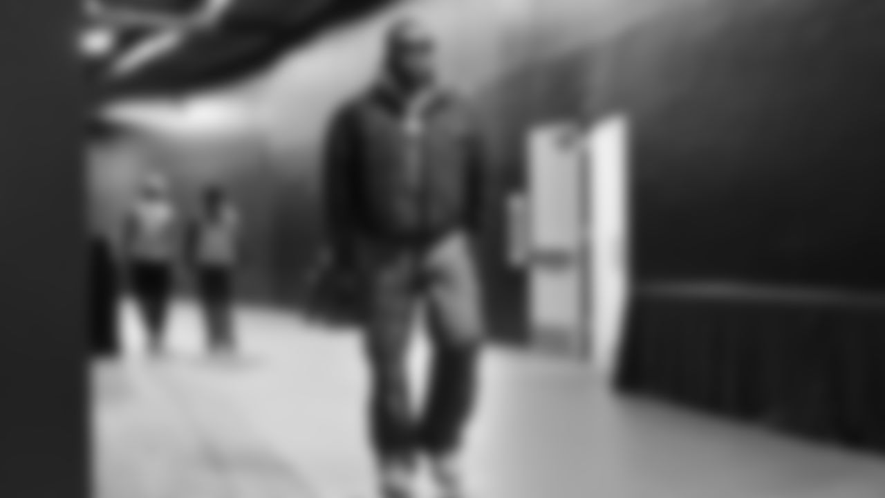 Seahawks linebacker Uchenna Nwosu (7) arrived at Lumen Field for the NFC Championship game vs. the Los Angeles Rams on Sunday, January 25, 2026.