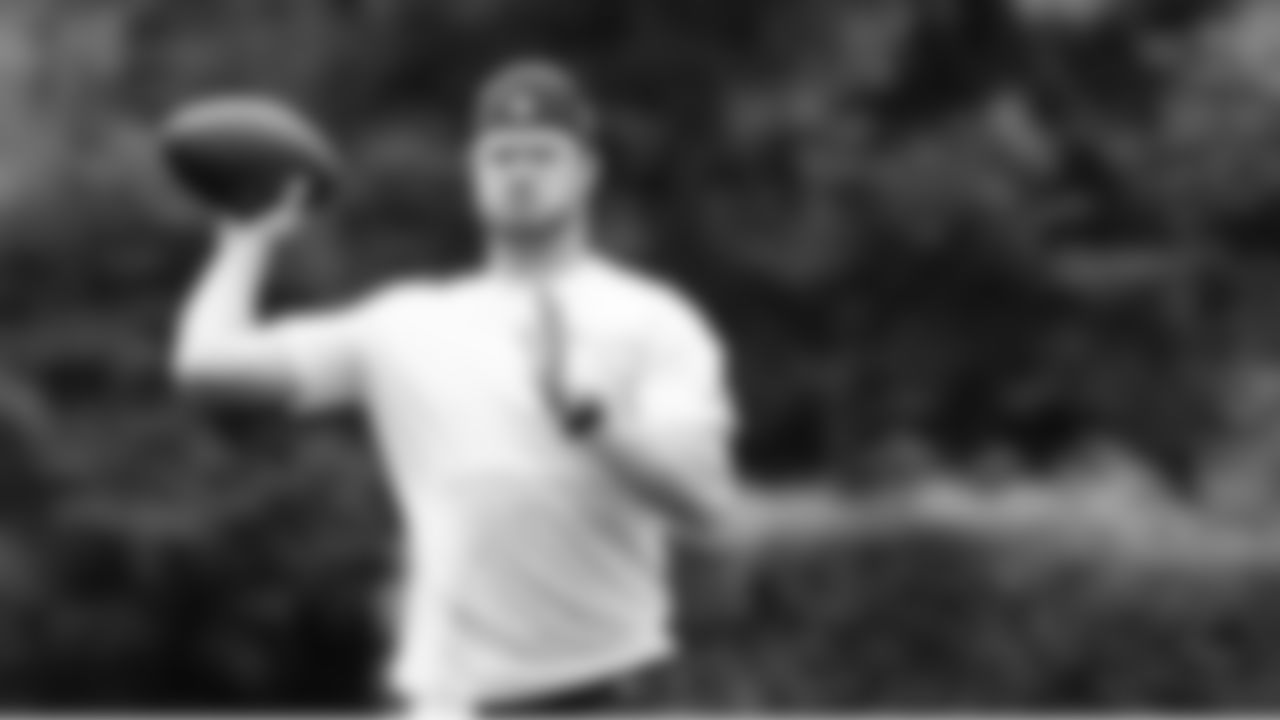 Seahawks quarterback Sam Darnold (14) participated in a workout on May 14, 2025 at the Virginia Mason Athletic Center.