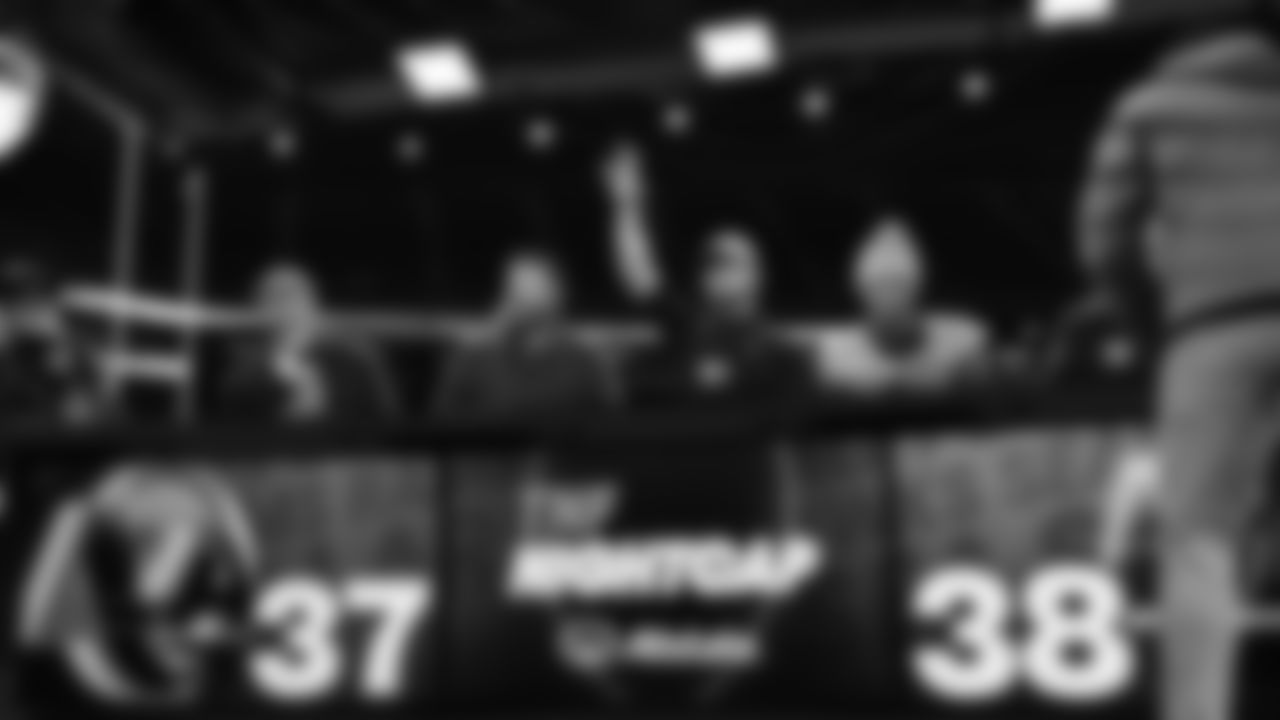 Sam Darnold, Jaxon Smith-Njigba, Devon Witherspoon, and Nick Emmanwori celebrate and talk about the win on Thursday Night Football