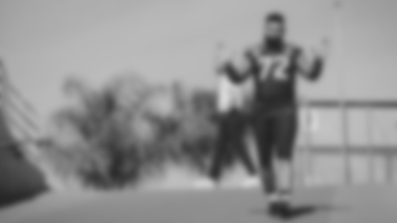 Seahawks tackle Abraham Lucas (72) during the Super Bowl LX team photo on February 7, 2026.