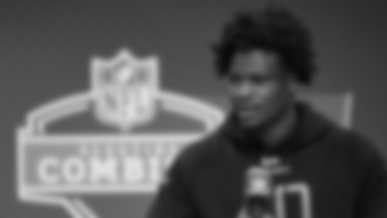 South Carolina defensive back Nick Emmanwori speaks during a press conference at the NFL football scouting combine in Indianapolis, Thursday, Feb. 27, 2025. (AP Photo/Michael Conroy)