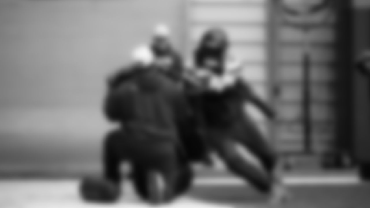 Seahawks linebacker Derick Hall (58) practiced on Thursday, November 6, 2025 at the Virginia Mason Athletic Center.