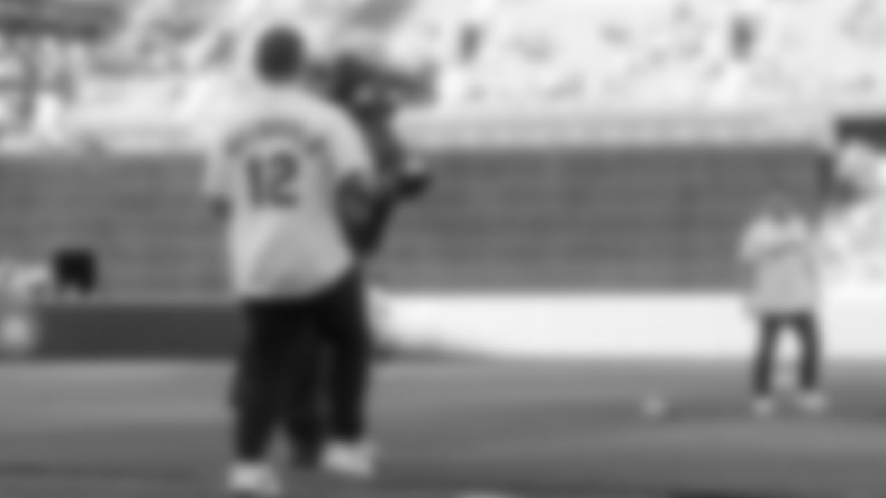 Seahawks head coach Mike Macdonald was joined by comedian Adam Ray as they tossed out the first pitch for the Mariners vs. Yankees game on May 12, 2025 at T-Mobile Park.