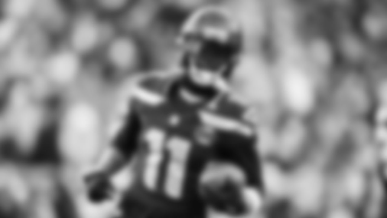 Seahawks wide receiver Jaxon Smith-Njigba (11) warms up at Lumen Field for the NFC Championship game vs. the Los Angeles Rams on Sunday, January 25, 2026.