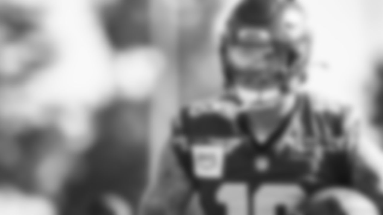 Seahawks tight end Elijah Arroyo (18) practiced on February 5, 2026 in San Jose, California.