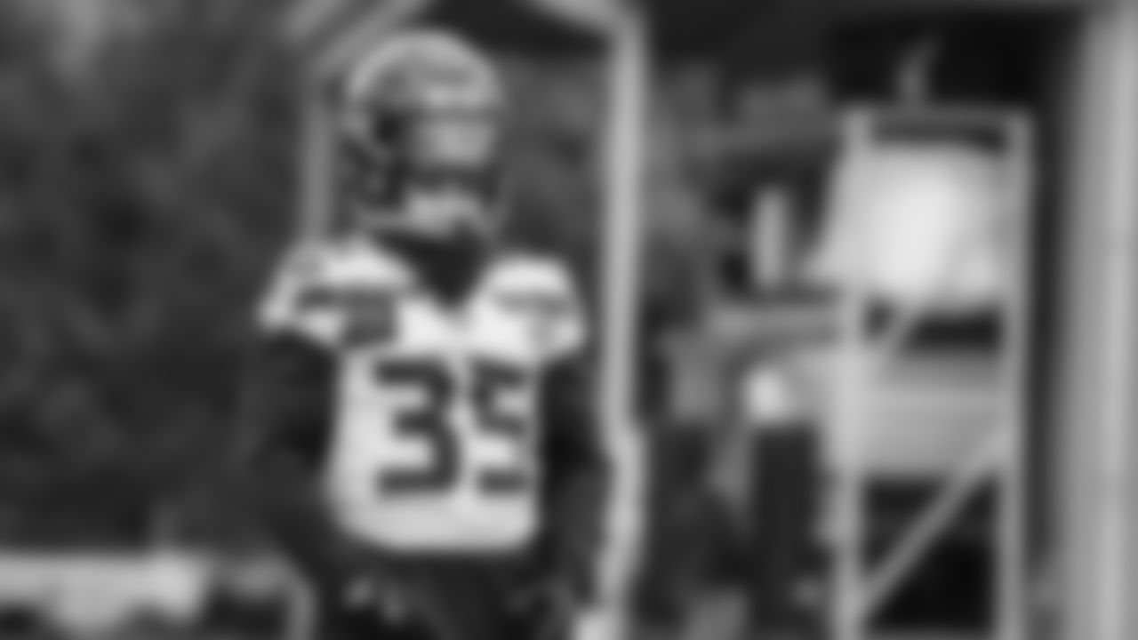 Seahawks cornerback Tyler Hall (35) practiced on Thursday, January 15, 2026 at the Virginia Mason Athletic Center.