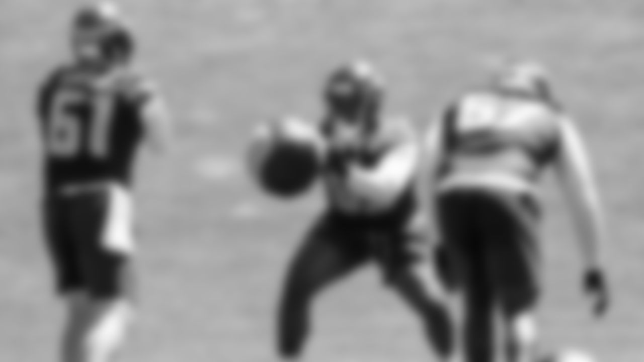 Seahawks tackle Michael Jerrell (65) participated in a workout on day three of OTAs on Friday, May 30, 2025 at the Virginia Mason Athletic Center.