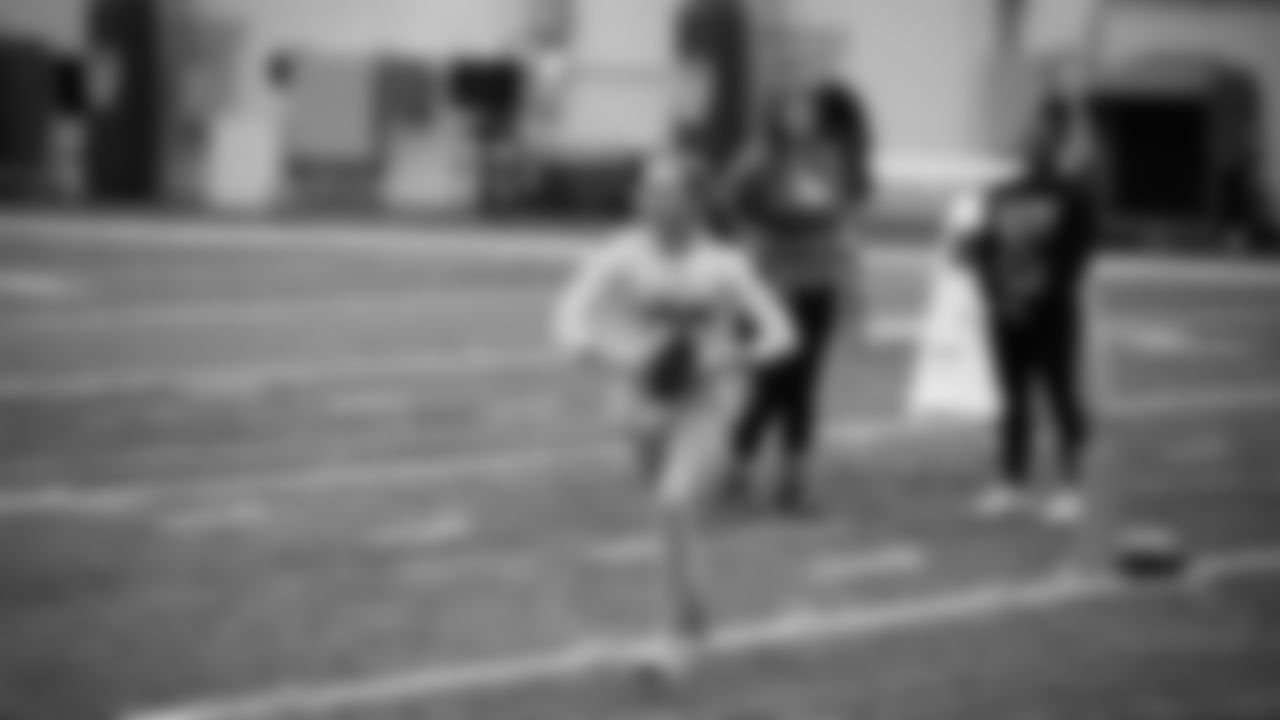 The Seahawks Women's Association packed girls flag kits and hosted a free girls flag football camp at the Seahawks training facility on Saturday, November 8, 2025.