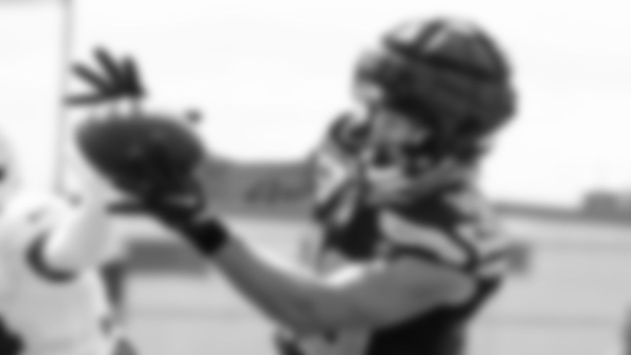 Seahawks wide receiver Jake Bobo (19) participated in a joint practice with the Packers at Ray Nitschke Field in Green Bay, Wisconsin.