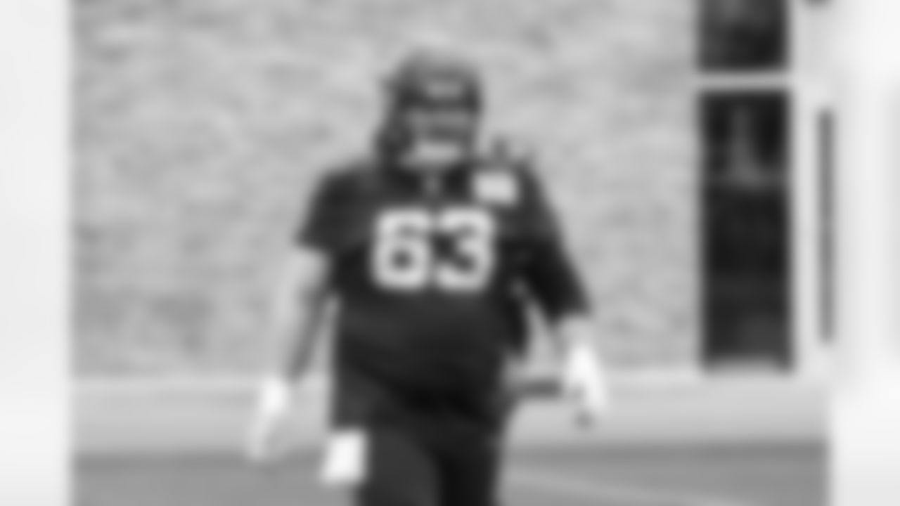 Seahawks center Evan Brown (63) at practice at the Virginia Mason Athletic Center in Renton, Wash. on Nov. 9, 2023.